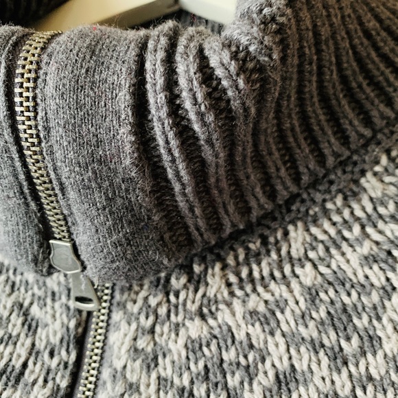 Talbots Front Zip Women’s Cardigan Grey Cream Size XL Cotton Wool With Pockets - Picture 3 of 16